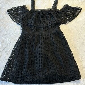 Jack by BB Dakota Black Aitana Embroidered Cold Shoulder Mini Dress Size 6‎